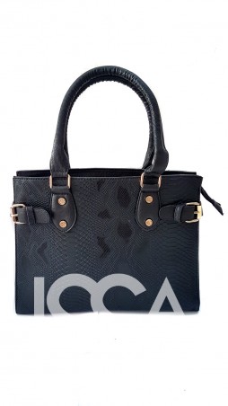 ISSA PLUS: Черная классическая женская сумочка из эко-кожи под змею ALL-X-0145_черный - фото 1