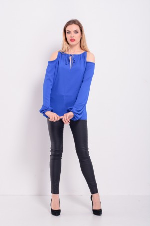 Lilo: Синяя блузка с открытыми плечами и длинным рукавом 2304 - фото 1