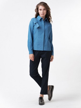 RicaMare: Блуза с бантом из джинсовой ткани RM1112-1-17DB - фото 1