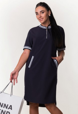 Zanna Brend: Молодежное женское темно-синие платье спортивного стиля "Боня" 7514 - фото 9