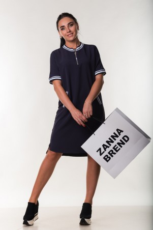 Zanna Brend: Молодежное женское темно-синие платье спортивного стиля "Боня" 7514 - фото 13