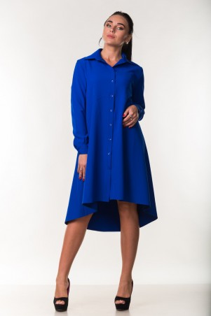 Zanna Brend: Красивое синее платье-рубашка свободного кроя 7296 - фото 3