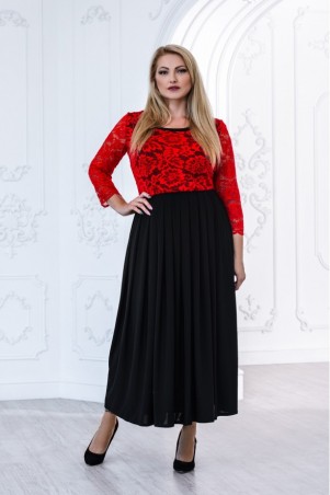 Juliana Vestido: Платье с гипюром Делис красный 2826 - фото 1