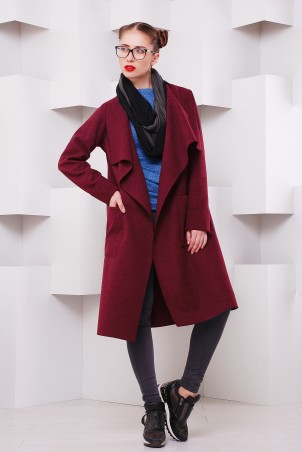 TessDress: Пальто из кашемира в стиле casual "Мадрид" Bordo 3097 - фото 1
