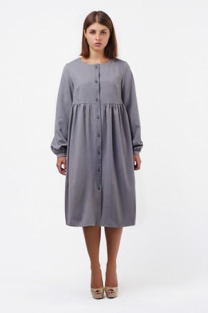 A-Dress: Модное платье-бочка из тонкой серой шерсти 70660 - фото 1