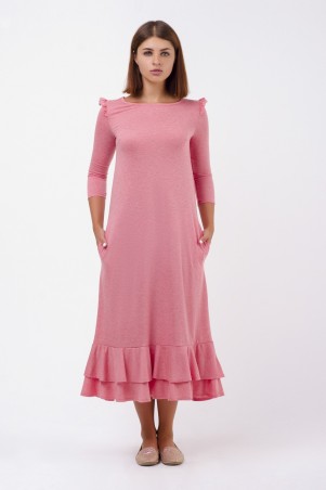 A-Dress: Модное розовое платье с крылышком на плече 70562 - фото 1