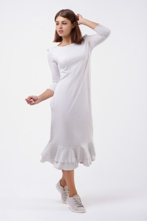 A-Dress: Трикотажное серое платье в крылышками и рюшей 70560 - фото 1