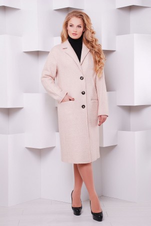 Tatiana: Классическое прямое пальто ВАЛЕНСИЯ пудрово-роз - фото 1