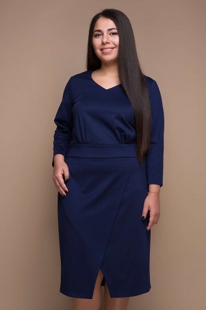 Tatiana: Платье с имитацией запАха КЕЛЛИ темино-синее - фото 1