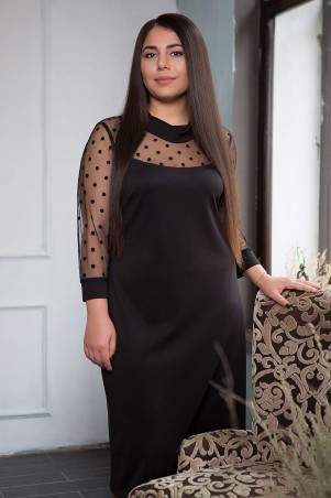 Tatiana: Платье декорированное сеткой ВЕТА черное - фото 1
