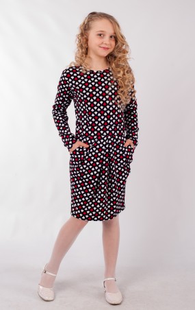 Sauliza: Оригинальное подростковое платье с карманами Сердечко чёрное 7д4 - фото 1