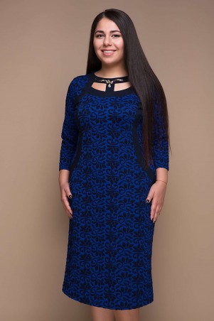Tatiana: Платье с жаккардовым узором СИНДИ синее - фото 1