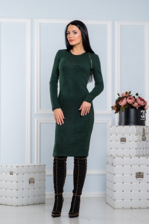 A-Dress: Теплое платье трендового зеленого цвета с золотой молнией 70681 - фото 1