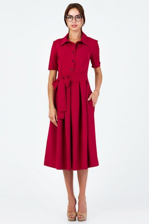A-Dress: Эффектное платье с отложным воротником вишневого цвета 70380 - фото 1