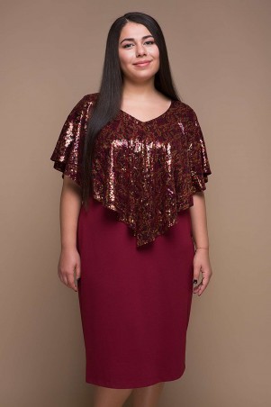 Tatiana: Вечернее платье с пелериной РУБИ бордо - фото 1