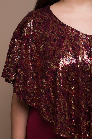 Tatiana: Вечернее платье с пелериной РУБИ бордо - фото 4