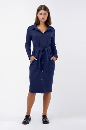 A-Dress: Стильное котоновое платье насыщенного синего цвета 70631 - фото 1