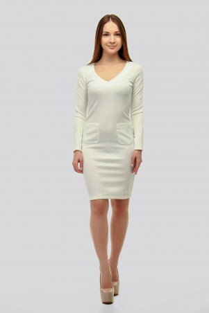 SML STORE: Платье 908.платье дайвинг открытая грудь карманы белый - фото 1