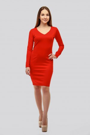 SML STORE: Платье 907.платье дайвинг открытая грудь карманы красный - фото 1