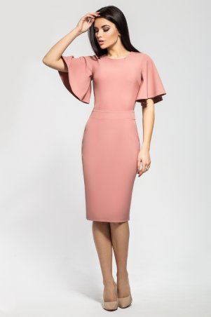 A-Dress: Шикарное приталенное платье нежного цвета пудра 71014 - фото 1