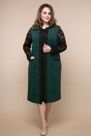 Tatiana: Костюм платье+кардиган БРУКС зеленый - фото 1