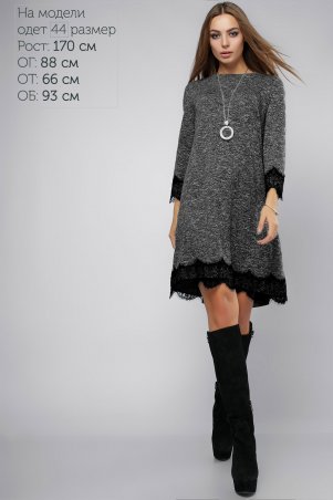 LiPar: Платье с гипюром серое 3035 черное - фото 1