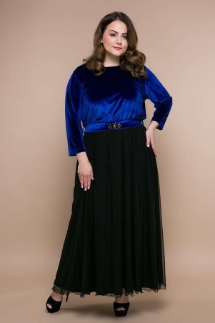 Tatiana: Вечернее платье из бархата АНАБЕЛЬ синее - фото 1