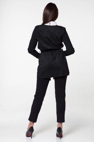 WearMe: Кардиган женский черный с замшей (длинный рукав) 108 - фото 2