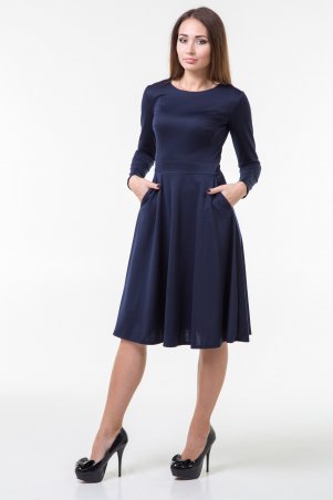 WearMe: Платье клёш т.синего цвета с длинным рукавом 100 - фото 1