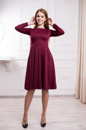 WearMe: Платье клёш бордового цвета с длинным рукавом 87 - фото 1