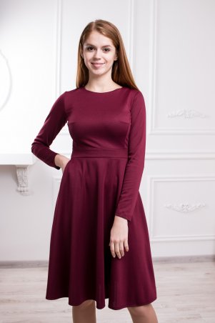 WearMe: Платье клёш бордового цвета с длинным рукавом 87 - фото 3