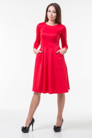 WearMe: Платье клёш красного цвета с длинным рукавом 86 - фото 1
