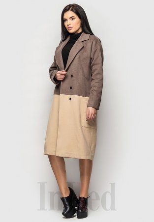 InRed: Пальто "SANDRA" бежево-коричневое 206 - фото 1
