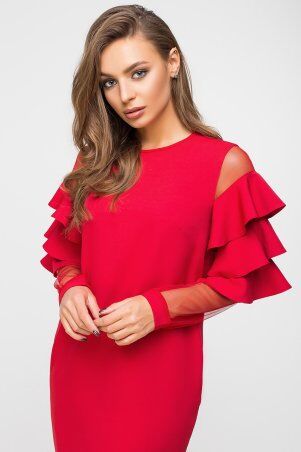 Itelle: Нарядне плаття червоного кольору з воланами на рукавах Мадлін 5967 - фото 2