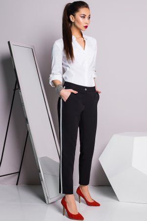 A-Dress: Черные брюки с сине-белыми лампасами 30012 - фото 1