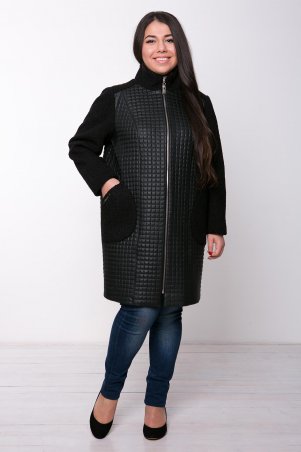 Tatiana: Пальто из стеганой искусственной кожи (квадрат) ЛУСИЯ черное - фото 1