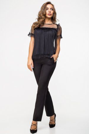 Itelle: Чорна блуза-сітка з коротким рукавом Дарін 2117 - фото 3