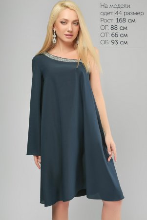 LiPar: Асимметричное Платье с открытым плечом Синее 3197 синий - фото 1