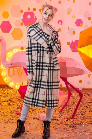 Пальто Клетка long бежевый