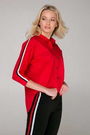 Zefir: Рубашка с нашивками "лампас" SPOT красная - фото 1