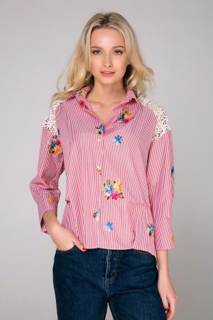 Zefir: Рубашка в полоску с цветами NINA розовая - фото 1
