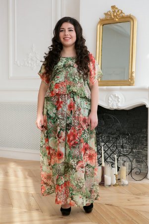 Tatiana: Шифоновое длинное платье ФАННИ зеленое - фото 1