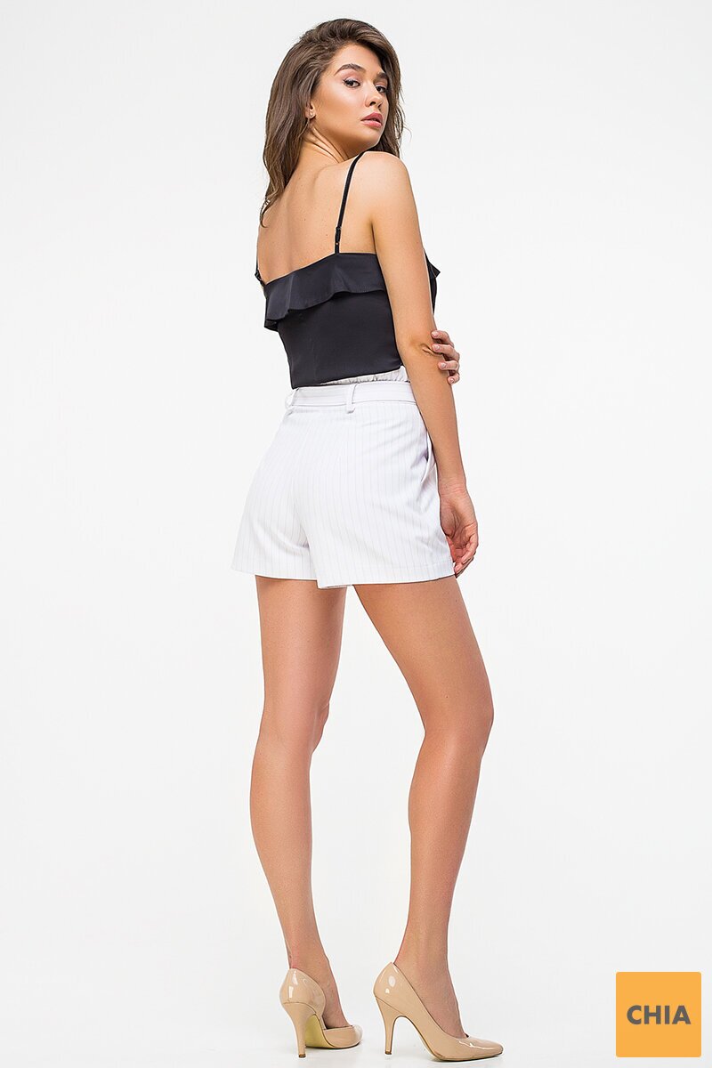 Шелковая черная майка с воланом Элена