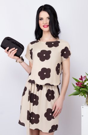 LiPar: Яркое платье с пояском 622 коричневый - фото 1