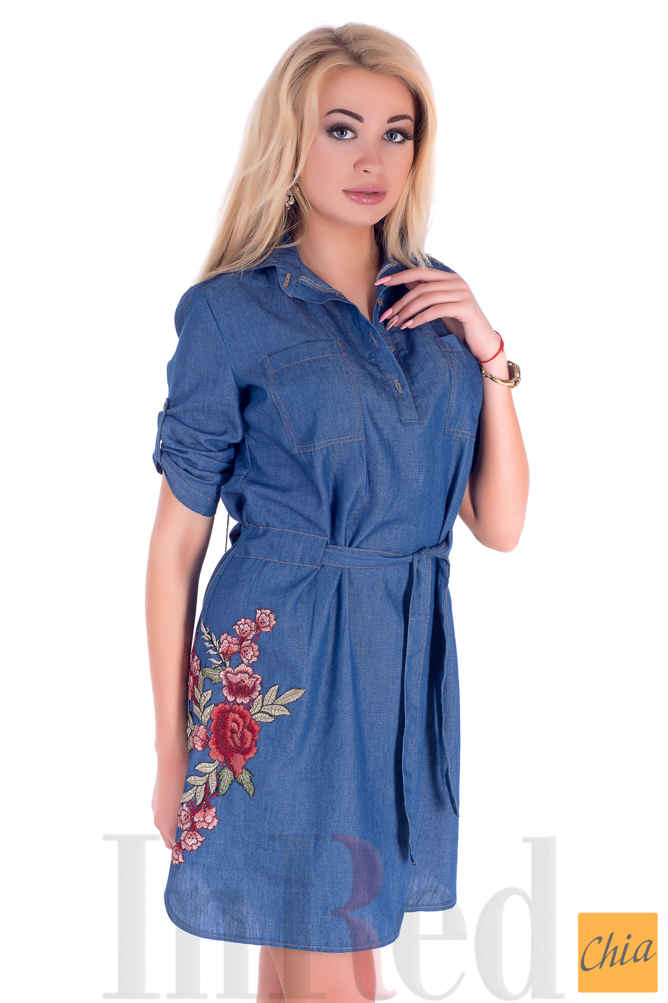Платье-рубашка "LOVELY" синее