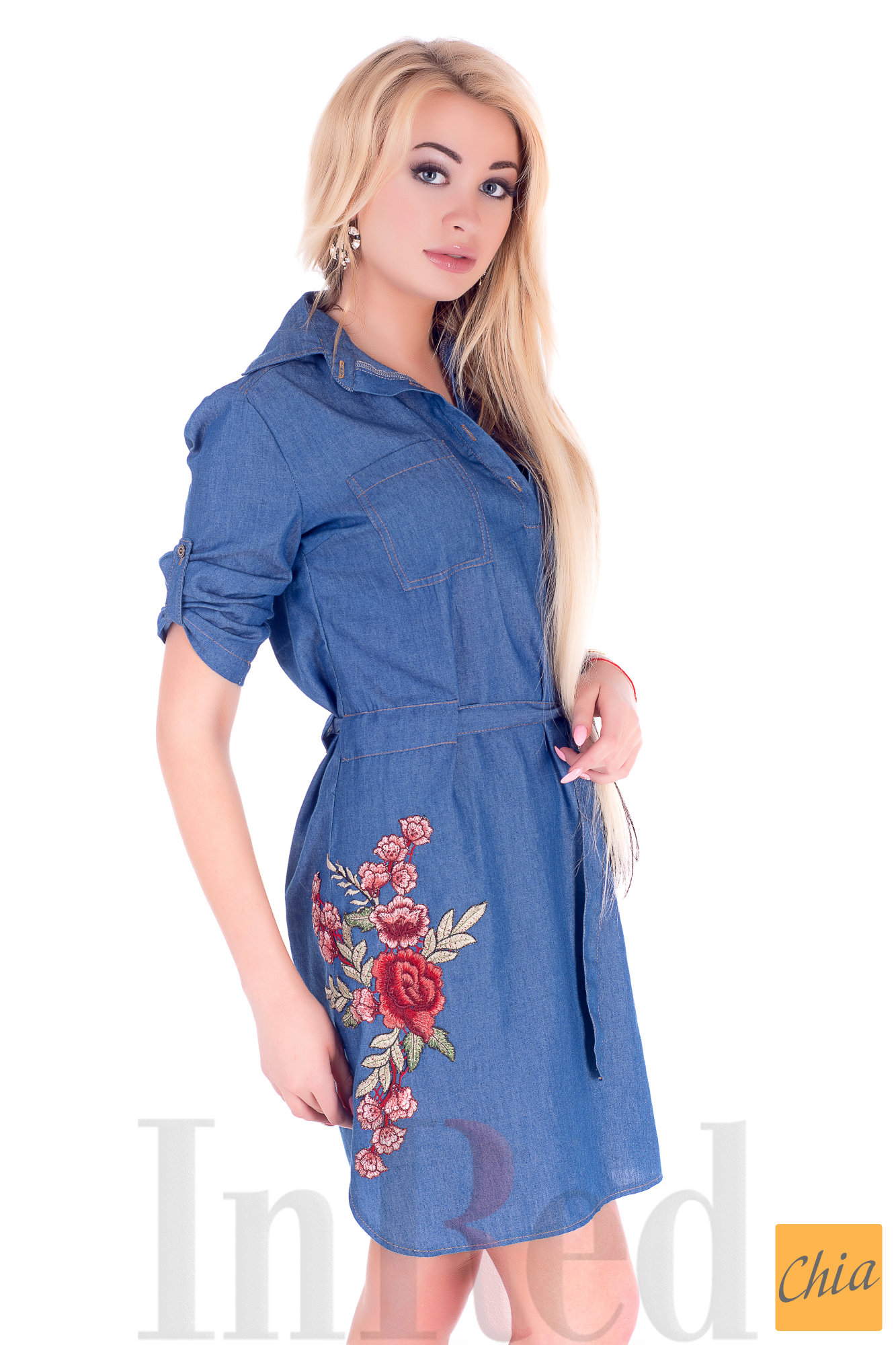 Платье-рубашка "LOVELY" синее