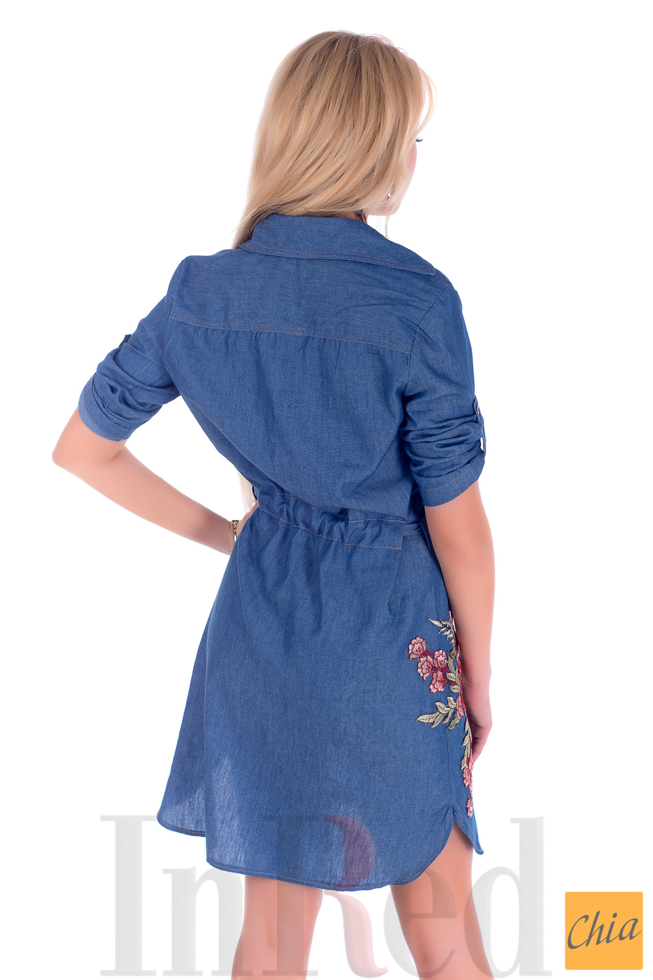 Платье-рубашка "LOVELY" синее