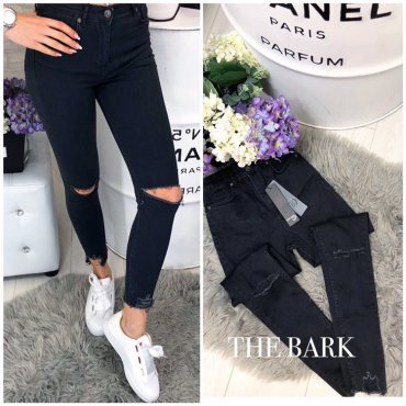 Immagine: Черные джинсы SLIM женские с разрезами на коленях 1031-741 - фото 1