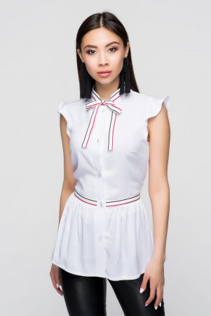 A-Dress: Белая блуза с оригинальным лампасом 50070 - фото 1