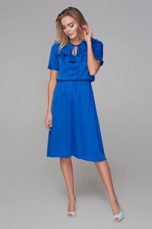 Marterina: Платье с кокеткой и коротким рукавом синее K09P43R04 - фото 1